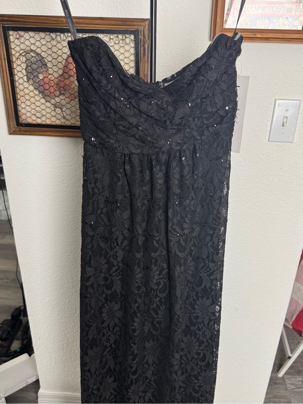 Bill Levkoff Black Lace Sequin Sleeveless Evening/Bridesmaid Dress Size 10